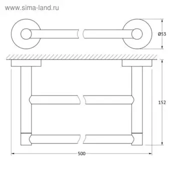 Штанга для полотенца двойная 50 см, хром, ARTWELLE