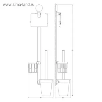 Штанга с тремя аксессуарами для туалета 72 см, матовое стекло, хром, ARTWELLE