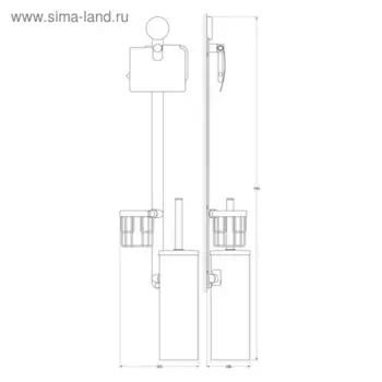 Штанга с тремя аксессуарами для туалета 80 см, хром, ARTWELLE