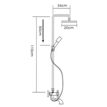 Штанга со смесителем Accoona A8371, двухрычажная, с тропическим душем, хром 1163401