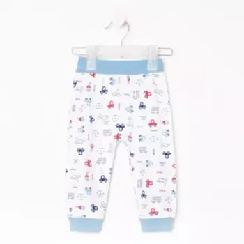 Штанишки детские, цвет белый/машинки, рост 62 см