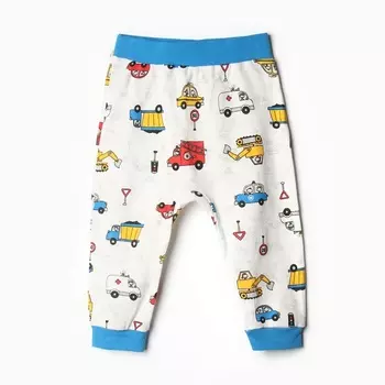 Штанишки детские, цвет белый/машинки, рост 68 см
