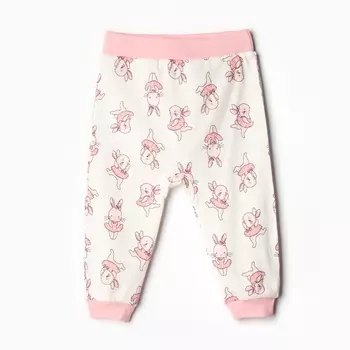 Штанишки детские, цвет белый/зайчики, рост 80 см