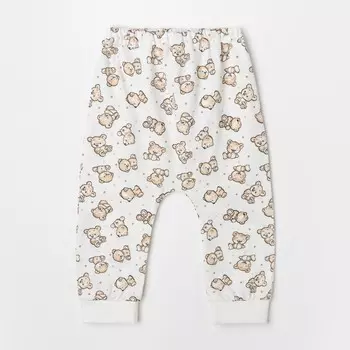 Штанишки детские, цвет бежевый/мишки, рост 62 см