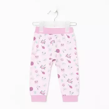 Штанишки детские, цвет розовый/сова, рост 62 см