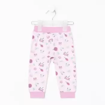 Штанишки детские, цвет розовый/сова, рост 68 см