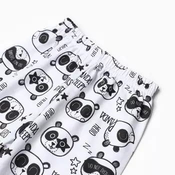 Штанишки детские на манжете, цвет белый/панды, рост 80 см