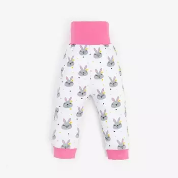 Штанишки для девочки, цвет белый/зайчики, рост 68-74 см