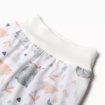 Штанишки «Евро» на широкой резинке, цвет молочный/звери, рост 80 см