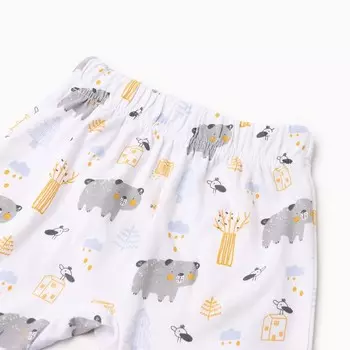 Штанишки "Мишки в лесу", цвет белый/песочный, рост 86 см