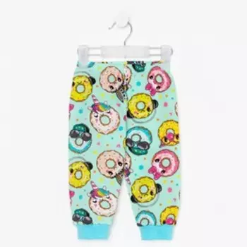 Штанишки на манжете, цвет салатовый/пончики, рост 68 см