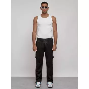 Штаны спортивные мужские, размер 52, цвет чёрный