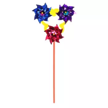 Ветерок - штекер «Вертушка тройная», садовая, 39 см, набор 5 шт., МИКС