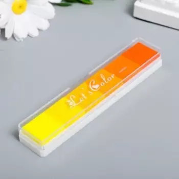 Штемпельная подушка "Оранжево-жёлтая" палитра 6 цветов 1,5х2,5х12,5 см