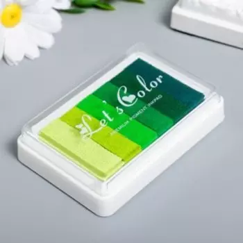 Штемпельная подушка "Зелёная" палитра 6 цветов 6,3х9,5 см