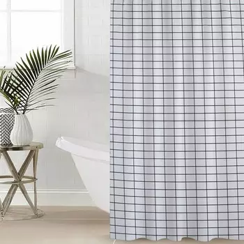 Штора для ванной «Этель. Клетка», 180180 см, белая