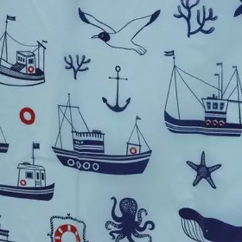 Штора для ванной «Гавань», 180180 см, полиэтилен, цвет голубой