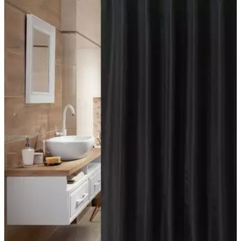 Штора для ванной с утяжелителем, 180х200 см, чёрный