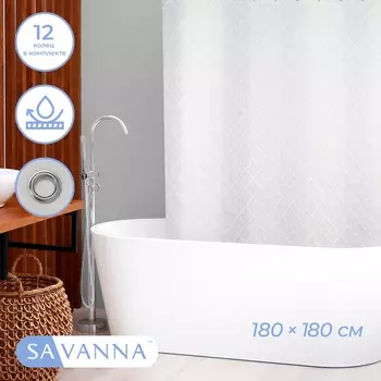 Штора для ванной «Узор», с люверсами, с утяжелителями, PEVA, 180180 см