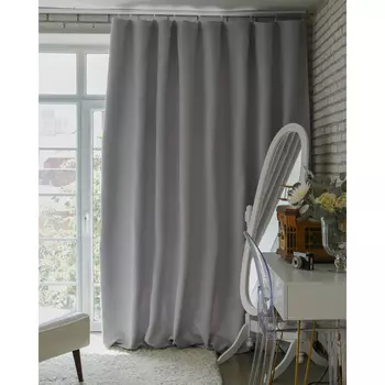 Штора портьерная «Этель» 145265 см, блэкаут, цвет металл, пл. 210 г/м, 100% п/э