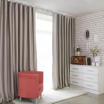 Штора портьерная «Этель» 250265 см, двусторонний блэкаут, серебряная, пл. 240 г/м, 100% п/э