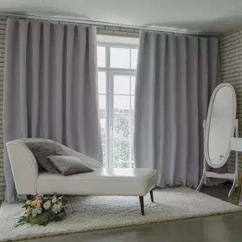 Штора портьерная «Этель» 270300 см, блэкаут, цвет металл, пл. 210 г/м, 100% п/э