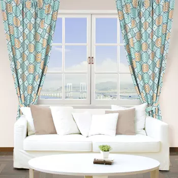 Штора портьерная "Этель" Дамаск цвет зелёный 135х250 см, блэкаут, 100% п/э