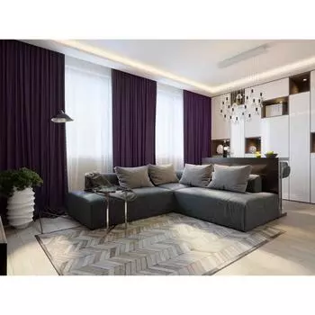 Штора портьерная, размер 200х270 см, блэкаут, лён, цвет фиолетовый №15