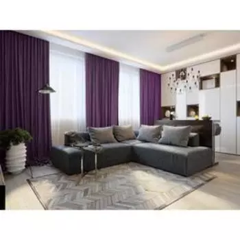 Штора портьерная, размер 200х270 см, блэкаут, лён, цвет фиолетовый №35