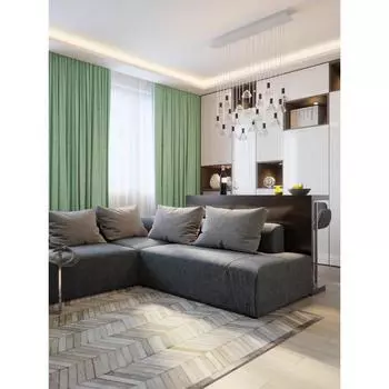 Штора портьерная, размер 200х270 см, блэкаут, лён, цвет зелёный