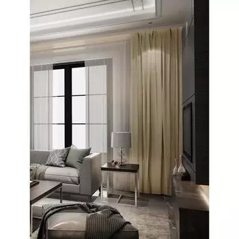 Штора портьерная, размер 200х270 см, блэкаут, лён рогожка, цвет бежевый