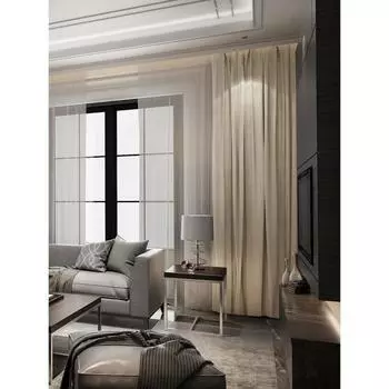 Штора портьерная, размер 200х270 см, блэкаут, лён рогожка, цвет бежевый