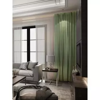 Штора портьерная, размер 200х270 см, блэкаут, лён рогожка, цвет салатовый