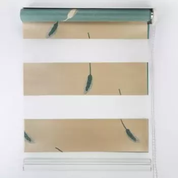 Штора рулонная «День-ночь. Колосок», 50180 см (с учётом креплений 3,5 см), цвет бирюзовый