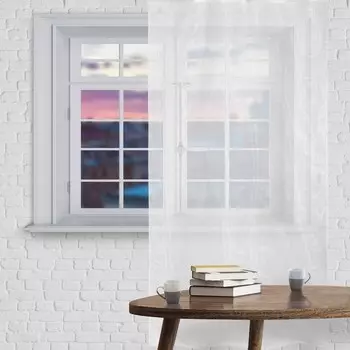 Штора тюль 145х260 см, органза, белый, на шторной ленте, 100% полиэстер