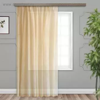 Штора вуаль с тиснением,140х260 см, цвет светло-бежевый, тиснение МИКС