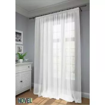 Штора вуаль со шторной лентой, размер 300х270 см, цвет шампань №02