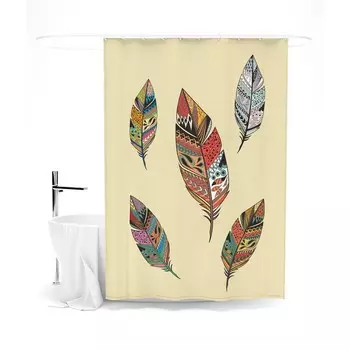 Шторка для ванной «Сирень» «цвет желтыйные перья», 145х180 см, цвет желтый