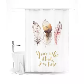 Шторка для ванной «Сирень» «Фантазийные перья», 145х180 см, цвет белый