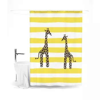 Шторка для ванной «Сирень» «Графичные жирафы», 145х180 см, цвет желтый