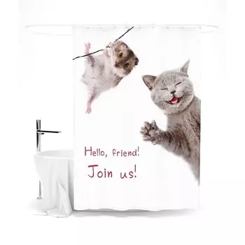 Шторка для ванной «Сирень» Hello, friend!, 145х180 см, цвет белый