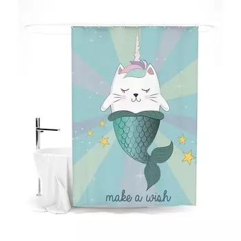 Шторка для ванной «Сирень» «Исполняю желания», 145х180 см, цвет голубой