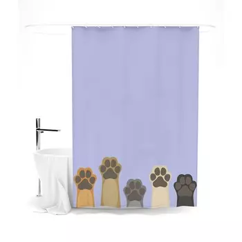 Шторка для ванной «Сирень» «Эти милые лапки», 145х180 см, цвет фиолетовый