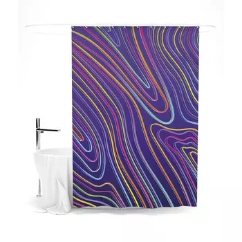Шторка для ванной «Сирень» «Красочные линии», 145х180 см, цвет фиолетовый