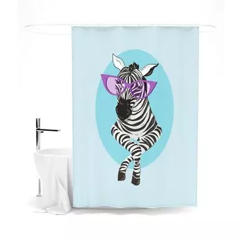 Шторка для ванной «Сирень» «Красотка-зебра», 145х180 см, цвет голубой