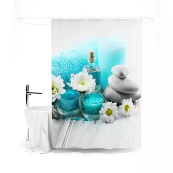 Шторка для ванной «Сирень» «Лазурный отдых», 145х180 см, цвет голубой