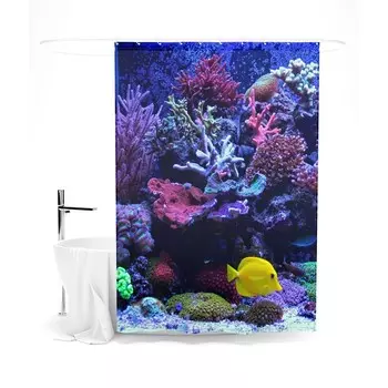 Шторка для ванной «Сирень» «Морские тайны», 145х180 см, цвет синий