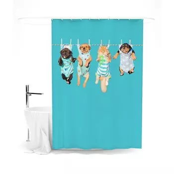 Шторка для ванной «Сирень» «Мы промокли, нас сушат...», 145х180 см, цвет