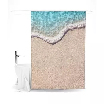 Шторка для ванной «Сирень» «На берегу», 145х180 см, цвет бежевый
