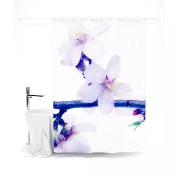Шторка для ванной «Сирень» «Нежные цвет белыйы», 145х180 см, цвет белый